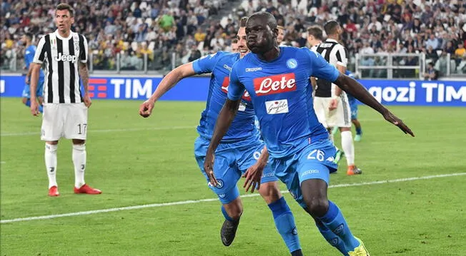 Koulibaly celebra el gol triunfal del Nápoli ante Juventus.