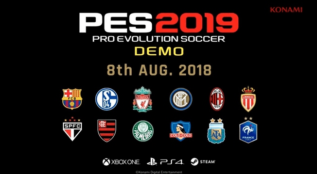 Demo de PES 2019 se estrenará el 8 de agosto y funcionará para PC, Xbox One y PlayStation 4
