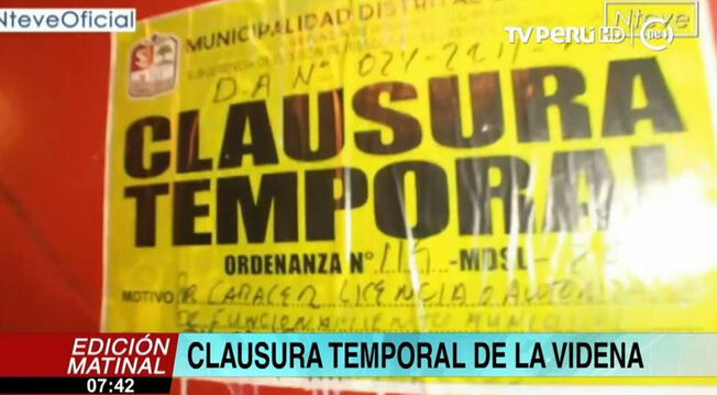 VIDENA es clausurada de manera temporal por incumplir las licencias. Captura: TV Perú