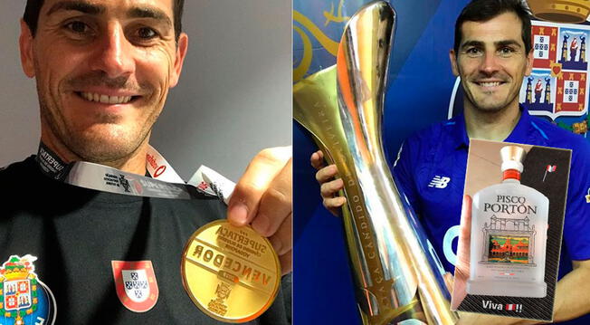 Casillas recibió una botella de pisco peruano por lograr la Superliga de Portugal con el Porto.