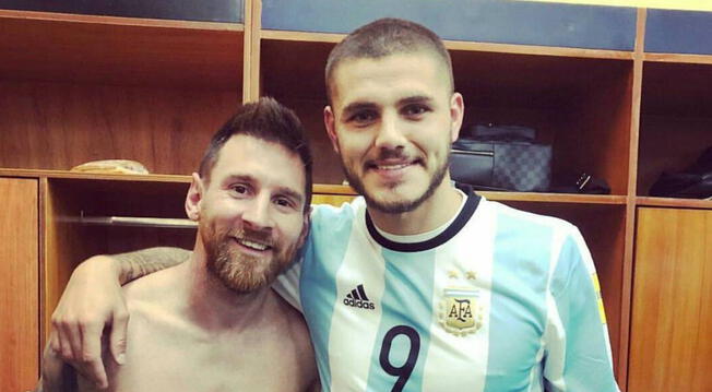 Lionel Messi y Mauro Icardi, tras un triunfo de la Selección Argentina.