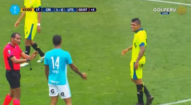 Sporting Cristal vs UTC: Christopher Olivares y Luis Cardoza casi se agarran a los golpes al término del primer tiempo | Video | Torneo Clausura 2018.