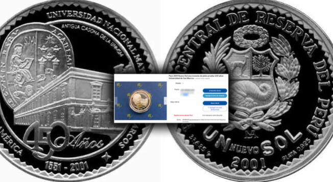 Moneda de 1 sol versión Universidad de San Marcos se valoriza en más de 450 soles