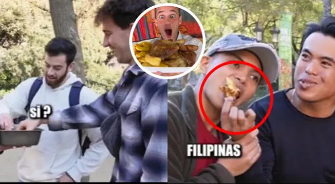 Español hace probar a extranjeros el pollo a la brasa y terminan pidiendo más