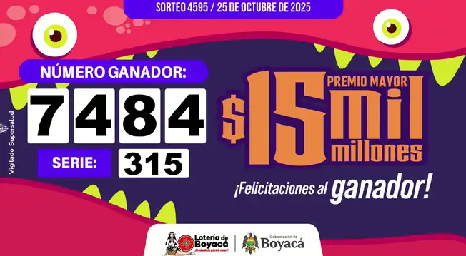 Último resultado Lotería de Boyacá HOY sábado 25 de octubre: qué número cayó en el sorteo 4595