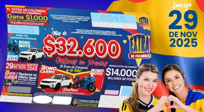 Sorteo Extraordinario de Colombia 2245 HOY, sábado 29 de noviembre: resultados y premio mayor