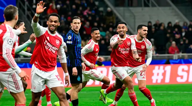 Arsenal golpea a Inter en San Siro (3-1) y se consolida en la cima de la Champions League