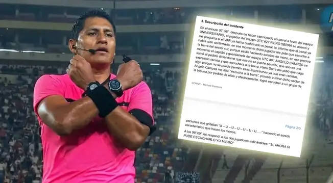 Árbitro del Universitario vs UTC confirmó acto de racismo en su informe: "Logré escuchar..."
