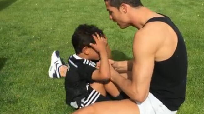 Cristiano Ronaldo: el crack del Real Madrid es filmado entrenando junto a su hijo