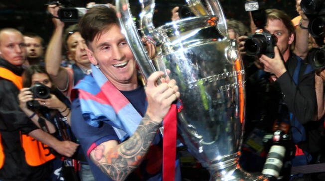 Lionel Messi celebra la quinta Champions del Barcelona ante la Juventus en Berlín.