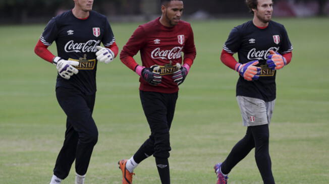 Diego Penny, Pedro Gallese y Salomon Libman en un entrenamiento de la Selección Peruana en la Videna.