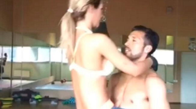 Ezequiel Garay practica ejercicio 'hot' junto a su esposa Tamara Gorro.