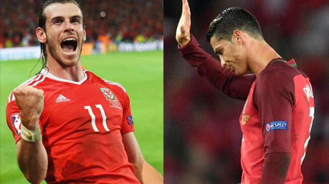 Gareth Bale celebra, Cristiano Ronaldo se lamenta durante la Eurocopa 2016.