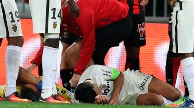 Radamel Falcao salió del partido que sostuvo su equipo en la última fecha de la Ligue One, tras un choque del que salió perjudicado.