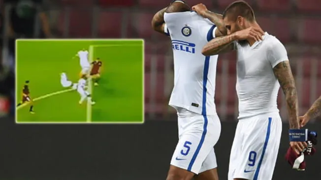 Felipe Melo se tapa con su camiseta tras otra derrota del Inter de Milán.