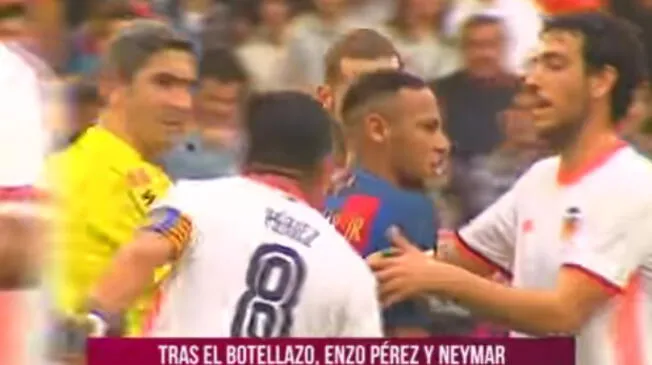 Neymar y Enzo Pérez casi se van a los golpes, tras provocación de brasilero y botellazo