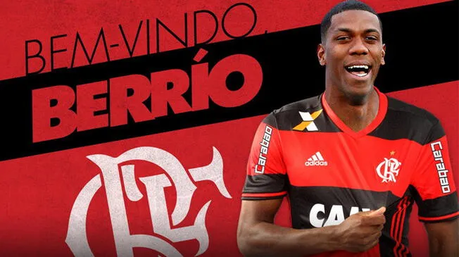 Orlando Berrío presentado como nuevo jugador de Flamengo en redes sociales.