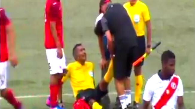Municipal vs. Juan Aurich: árbitro Miguel Santivañez sufrió lesión y tuvo que ser sustituido.