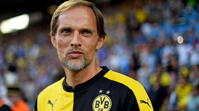 Thomas Tuchel durante un partido del Borussia Dortmund.