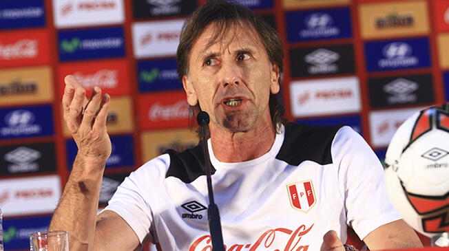 Ricardo Gareca durante una conferencia de prensa de la Selección Peruana.