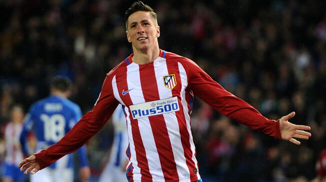 Fernando Torres celebra un gol con el Atlético de Madrid.