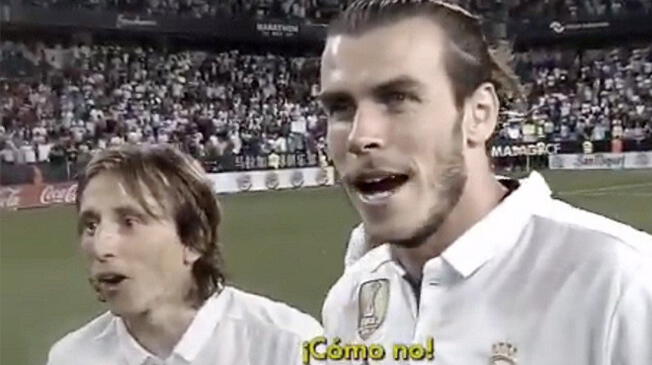 Gareth Bale y Luka Modric no sabían que el trofeo de la Liga Santander la entregan en la próxima temporada.