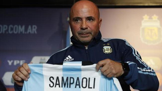 Jorge Sampaoli durante su presentación como DT de la Selección Argentina.