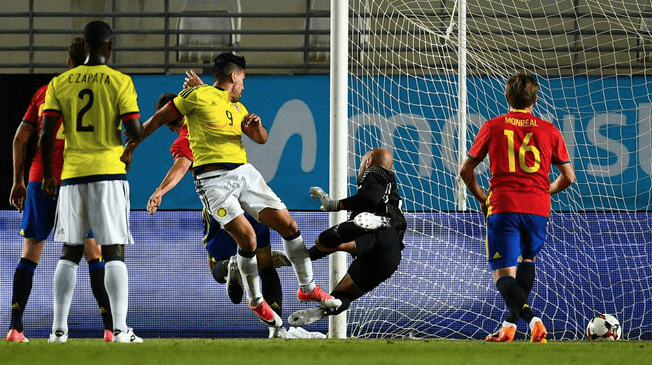Radamel Falcao le anotó a España y se convirtió en el goleador histórico de Colombia