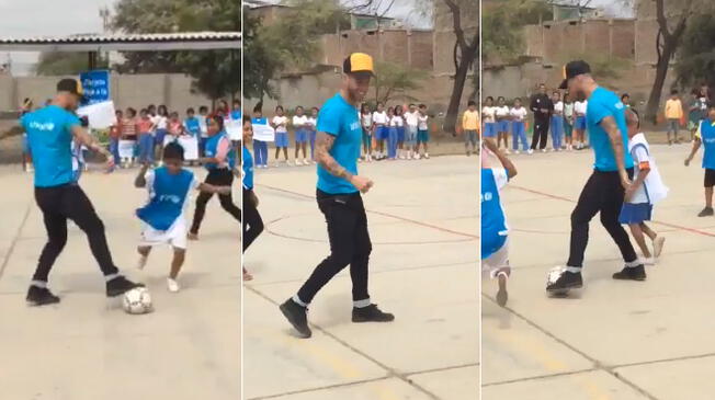 Sergio Ramos se jugó un partido con los niños en Piura.