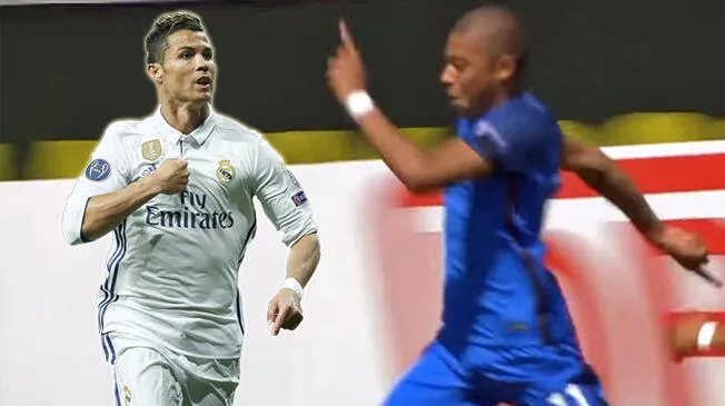 Kylian Mbappé celebra un gol a lo Cristiano Ronaldo.