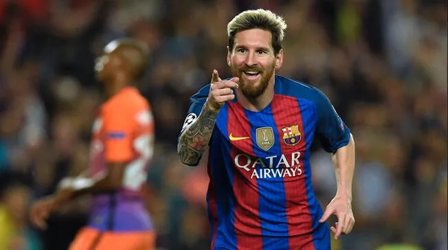 Lionel Messi celebra un gol al Manchester City.