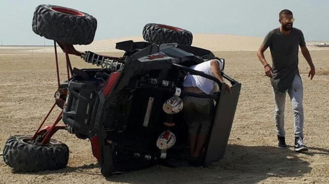 Gerard Piqué tuvo un accidente en el desierto de Qatar.