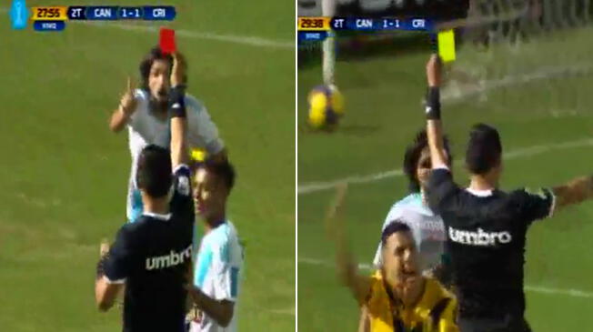 En el Sporting Cristal vs. Cantolao, el árbitro expulsó a Jorge Cazulo, pero después se arrepintió.