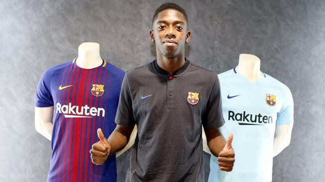Ousmane Dembélé posa en las instalaciones del Barcelona.