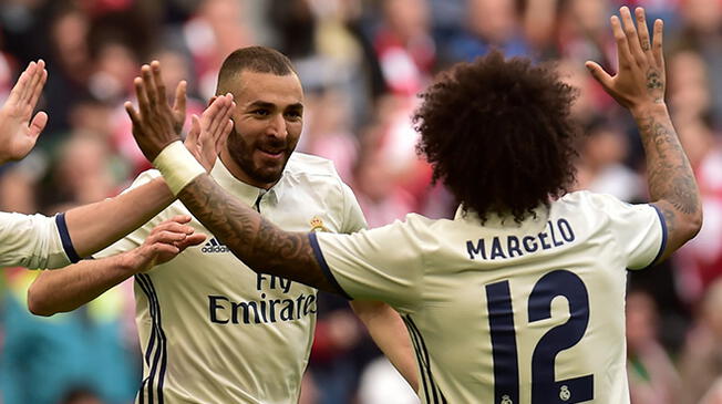 Marcelo mostró toda su admiración con Karim Benzema. Foto: AP