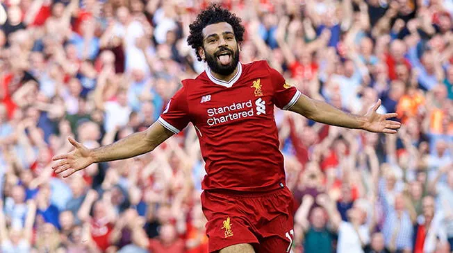 Mohamed Salah celebra un gol con el Liverpool.