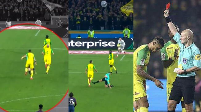 En el PSG vs. Nantes, árbitro expulsa a un jugador de una forma inexplicable.