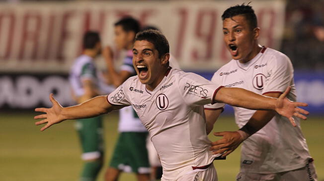 Aldo Corzo celebra uno de sus goles a Oriente Petrolero.