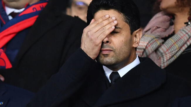 Nasser Al Khelaifi está decepcionado tras invertir una fuerte suma y quedar fuera de la Champions League en octavos. 