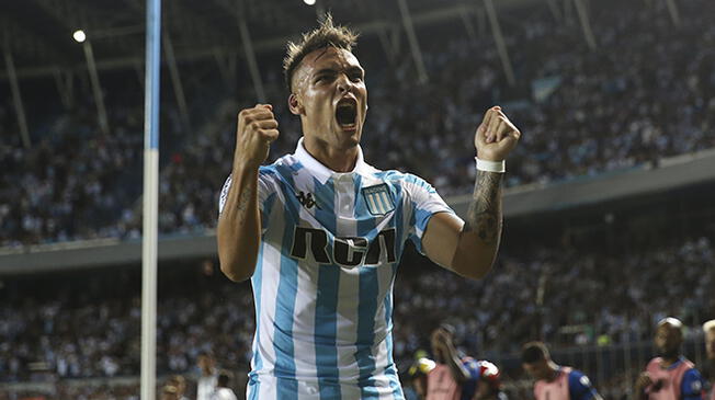 Lautaro Martínez celebra un gol a Cruzeiro en la Copa Libertadores.