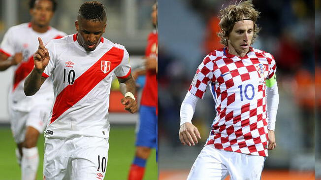 Jefferson Farfán (Perú) y Luka Modric (Croacia) se verán las caras en este partido amistoso previo al Mundial de Rusia 2018. Foto: AP