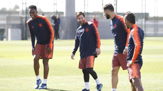 Lionel Messi en pleno entrenamientos del Barcelona 