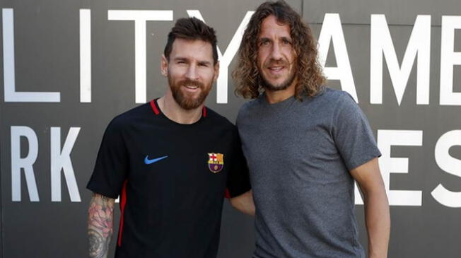 Lionel Messi junto a Carles Puyol en un entrenamiento del Barcelona. Foto: FCB