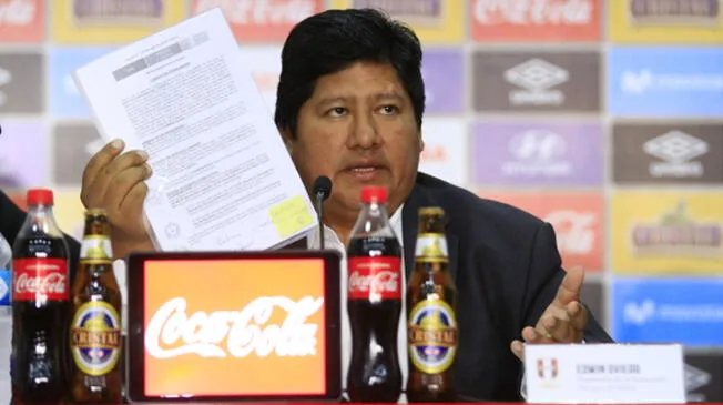 Edwin Oviedo durante una conferencia de prensa en la Videna.