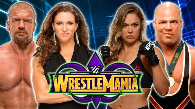 Triple H-Stephanie McMahon vs. Ronda Rousey-Kurt Angle. Foto: WWE.com