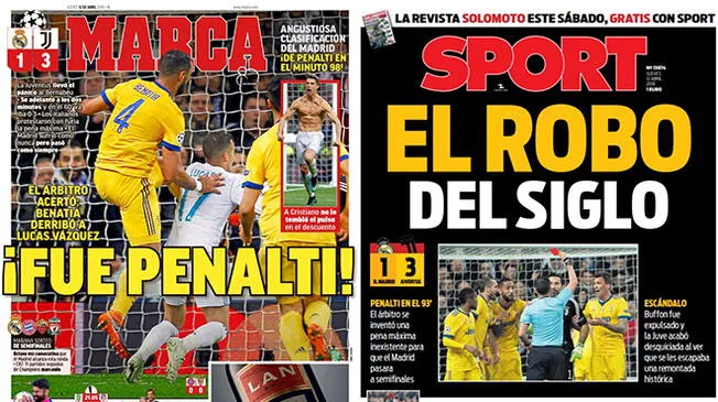 Las portadas de MARCA y Sport sobre el Real Madrid-Juventus