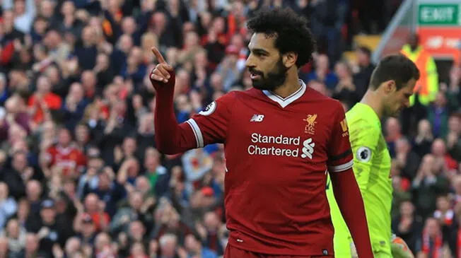 Mohamed Salah celebra un gol con el Liverpool.