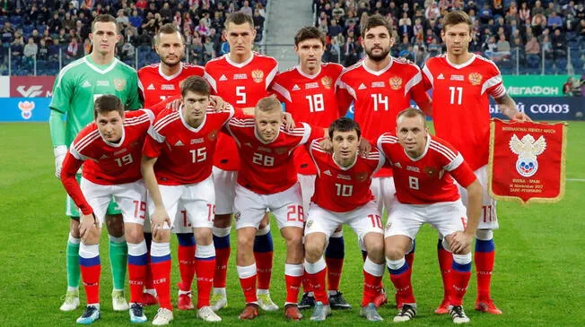 La alineación de Rusia en un amistoso preparatorio para el Mundial