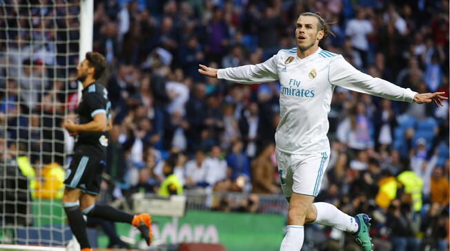 Gareth Bale celebra uno de sus goles al Celta.