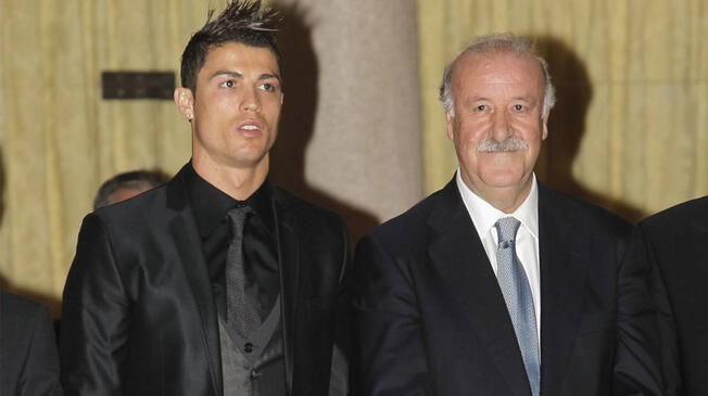 Cristiano Ronaldo y Vicente Del Bosque, dos históricos del Real Madrid. 